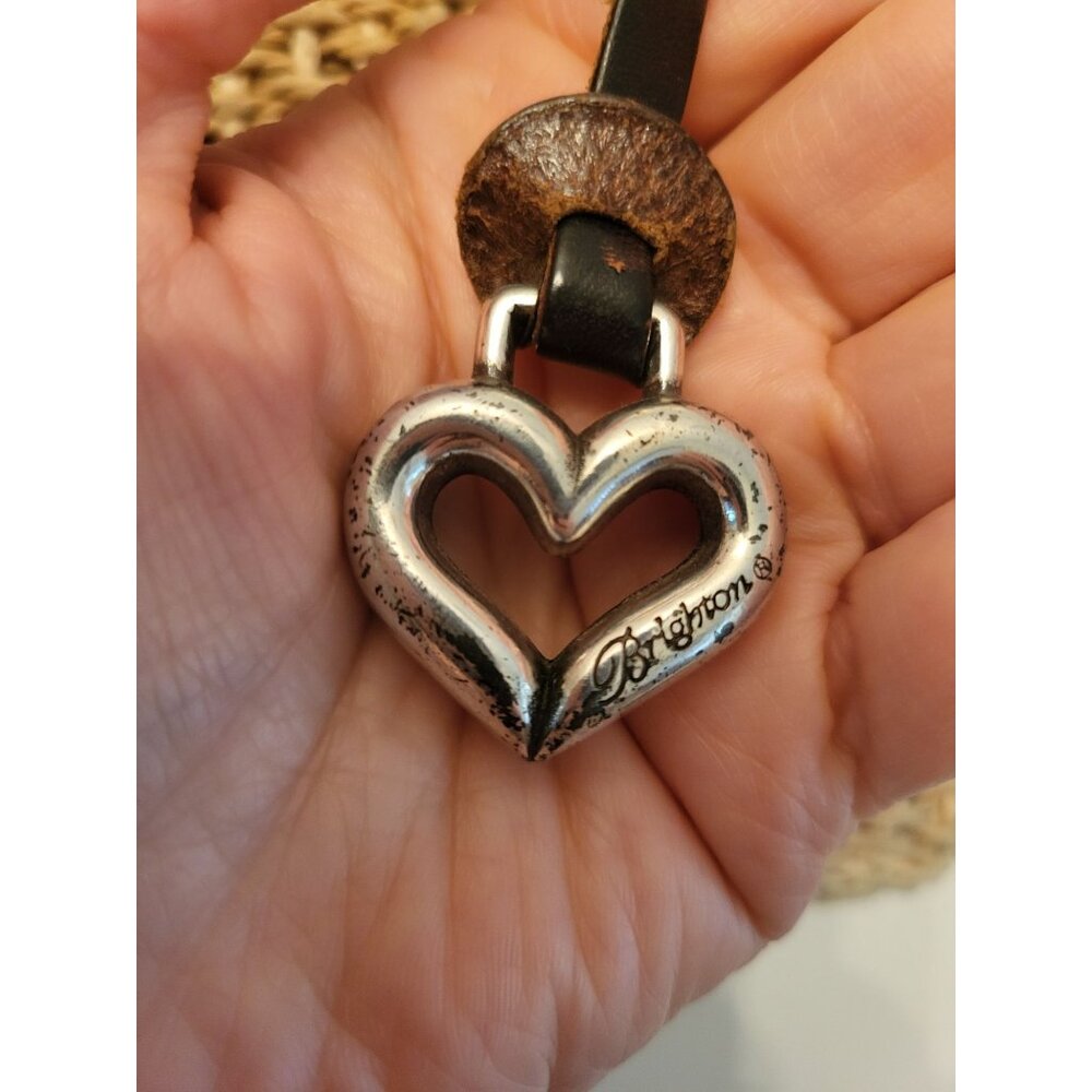 Brighton Straw Bag Double Leather Handles heart Charm Boho Old Money - Picture 4 of 6